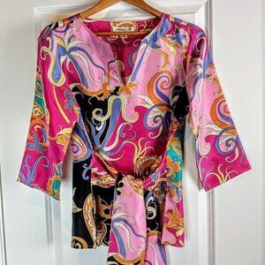Coldwater Creek Multicolor Tie-Waist Silk Tunic